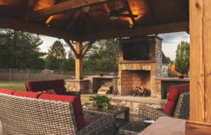 An elegant pavilion and sitting area. 