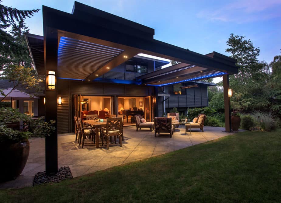 A covered patio.