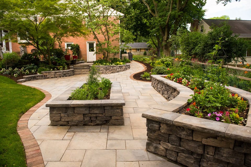 Stone brick patio.