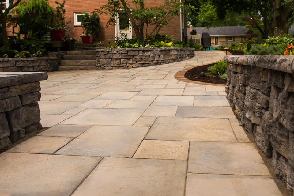 Stone brick patio.