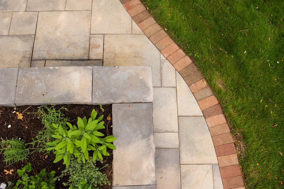 Stone brick patio.