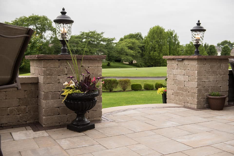 Stone brick patio.