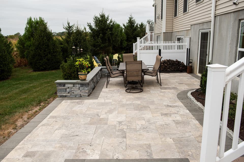 Stone brick patio.