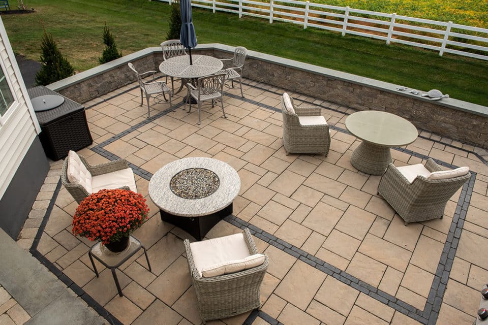 Stone brick patio.