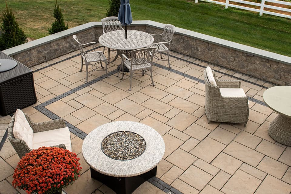 Stone brick patio.