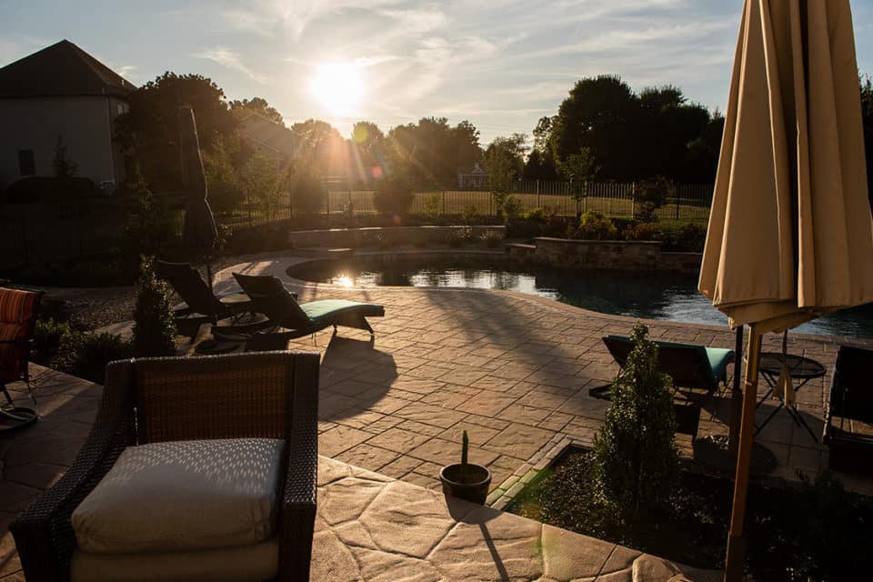 Stone brick patio.