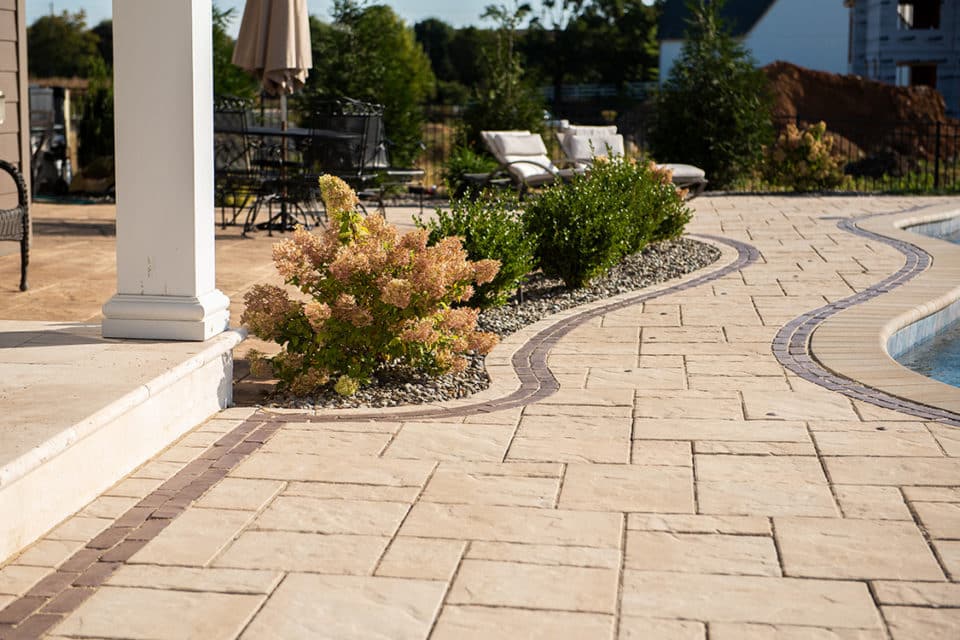 Stone brick patio.