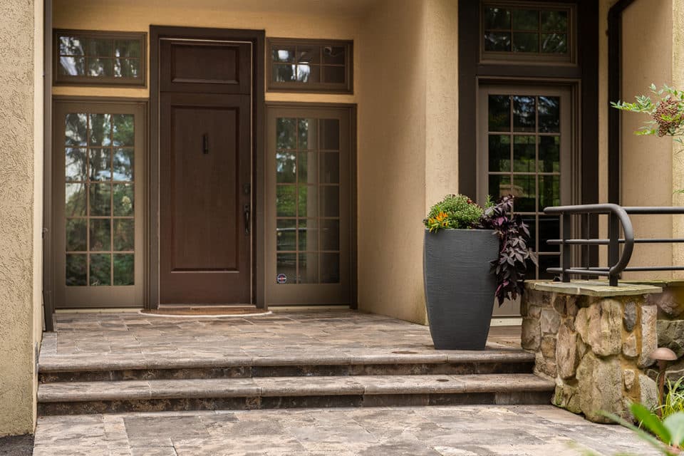 Stone brick patio.