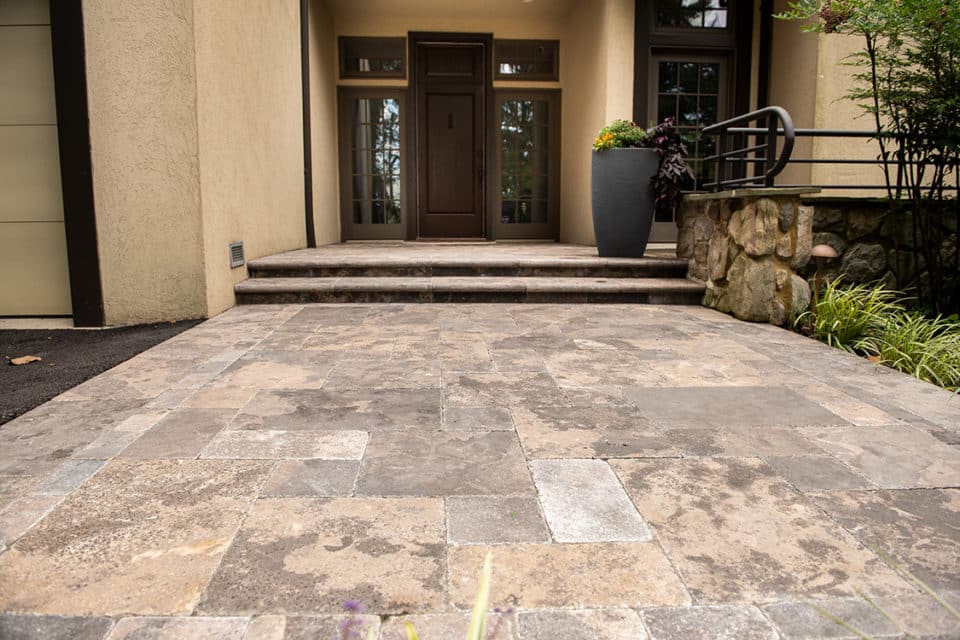 Stone brick patio.