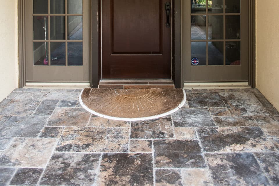 Stone brick patio.