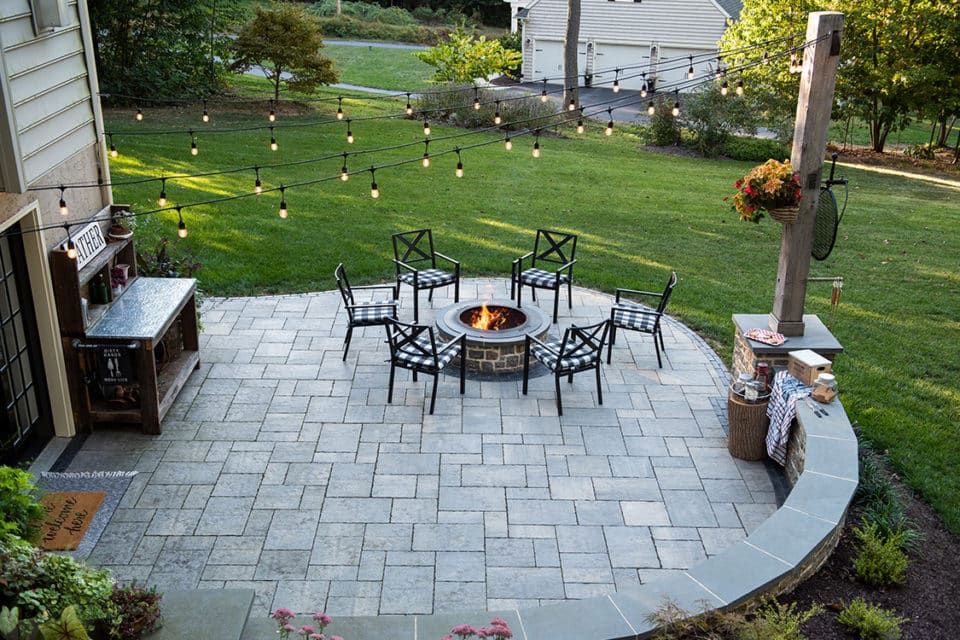 Stone brick patio.