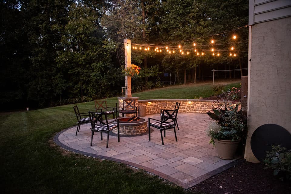 Stone brick patio.