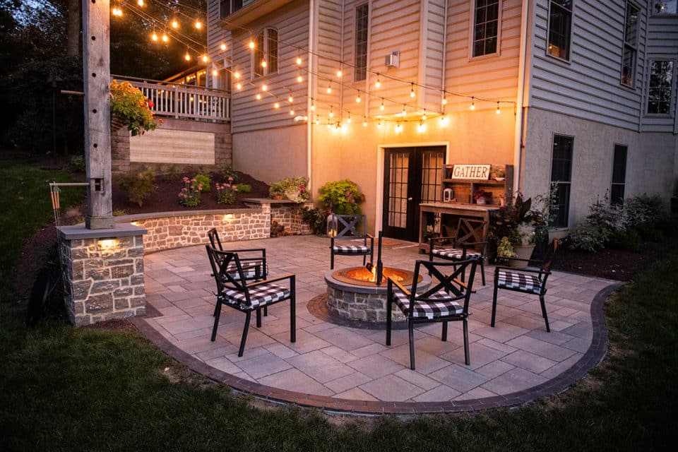 Stone brick patio.