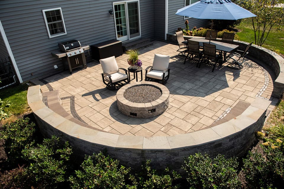 Stone brick patio.