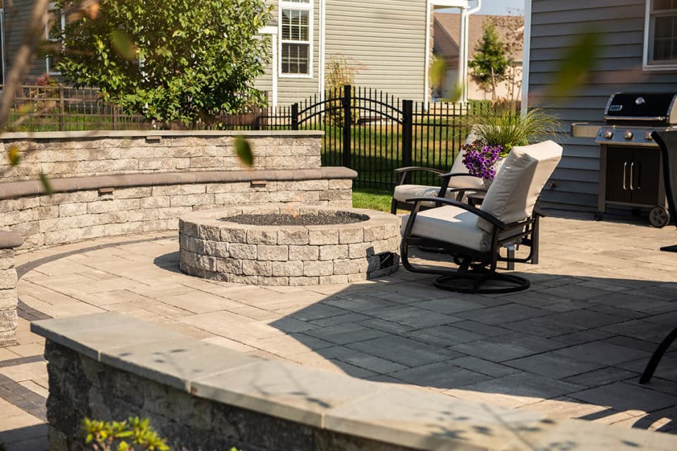 Stone brick patio.