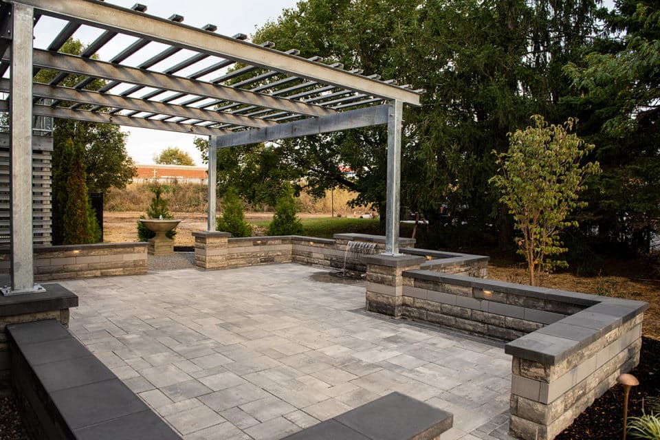 Stone brick patio.