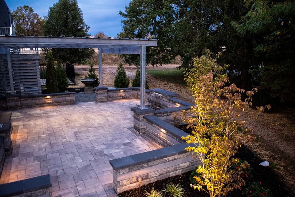 Stone brick patio.