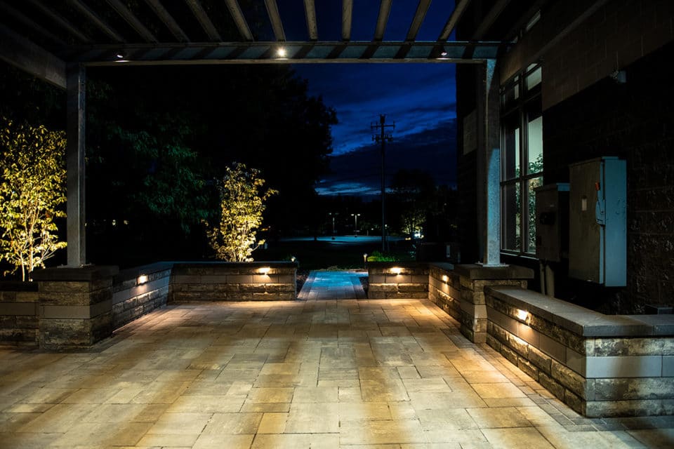 Stone brick patio.