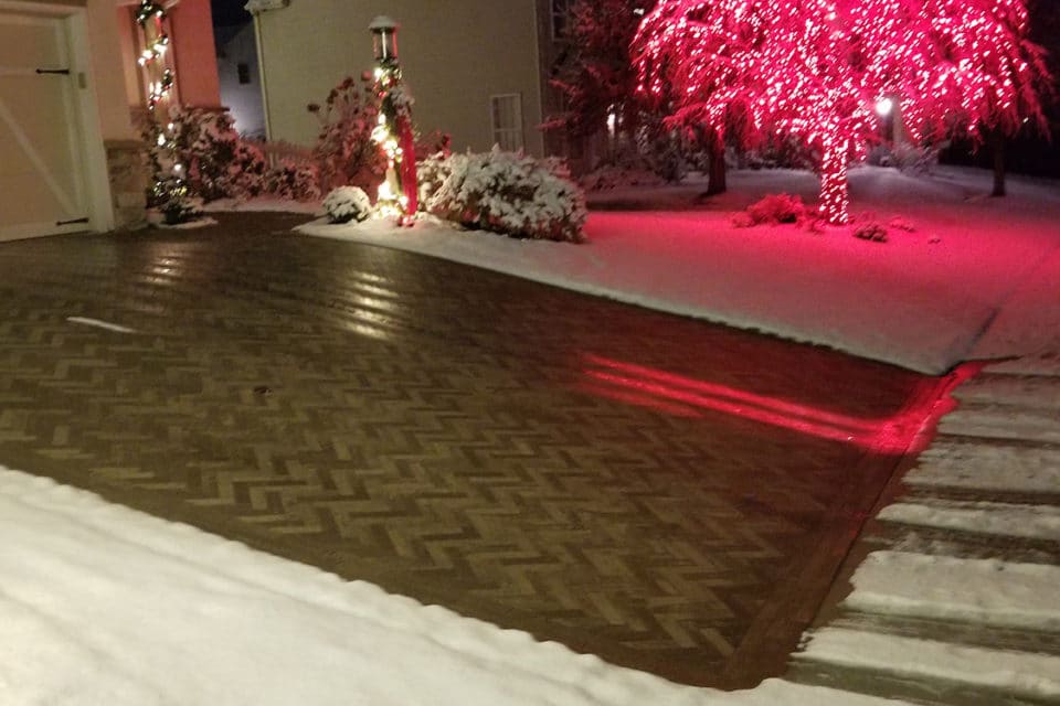 Stone brick driveway.