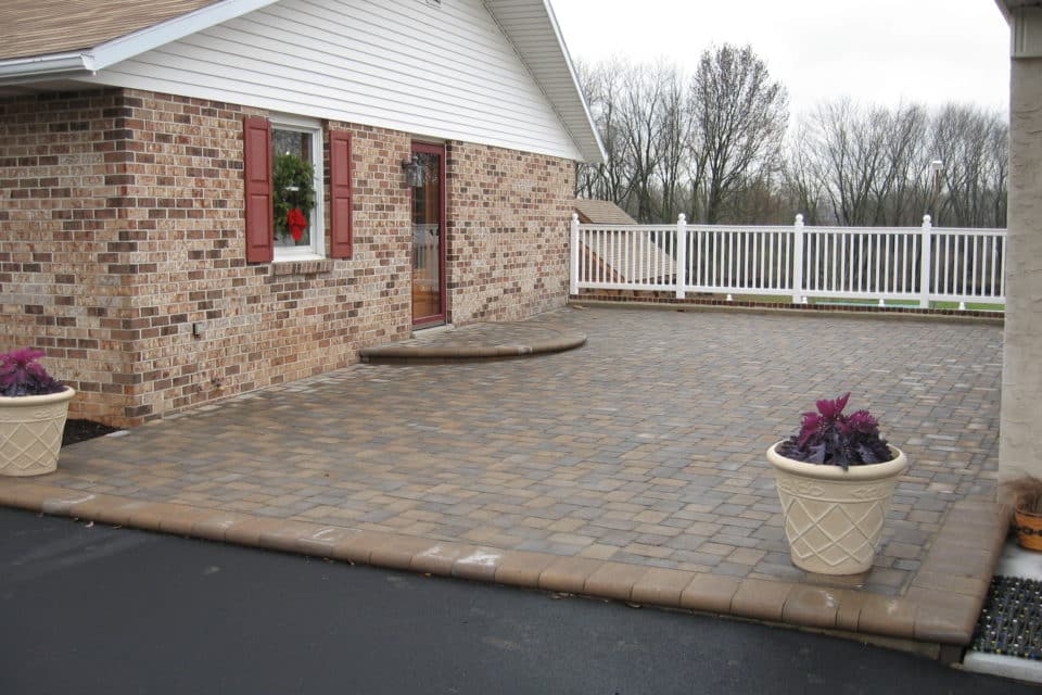 Stone brick driveway.