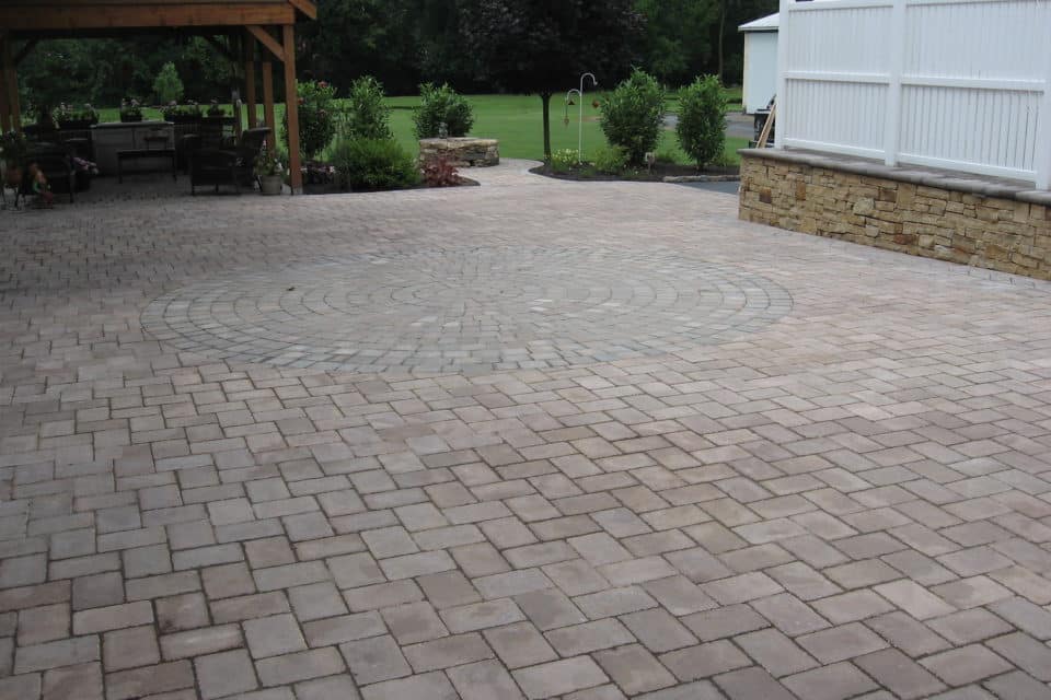 Stone brick driveway.