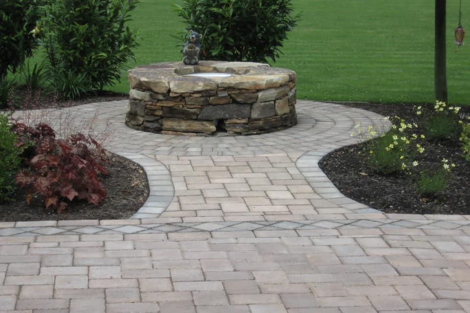 Stone brick driveway.