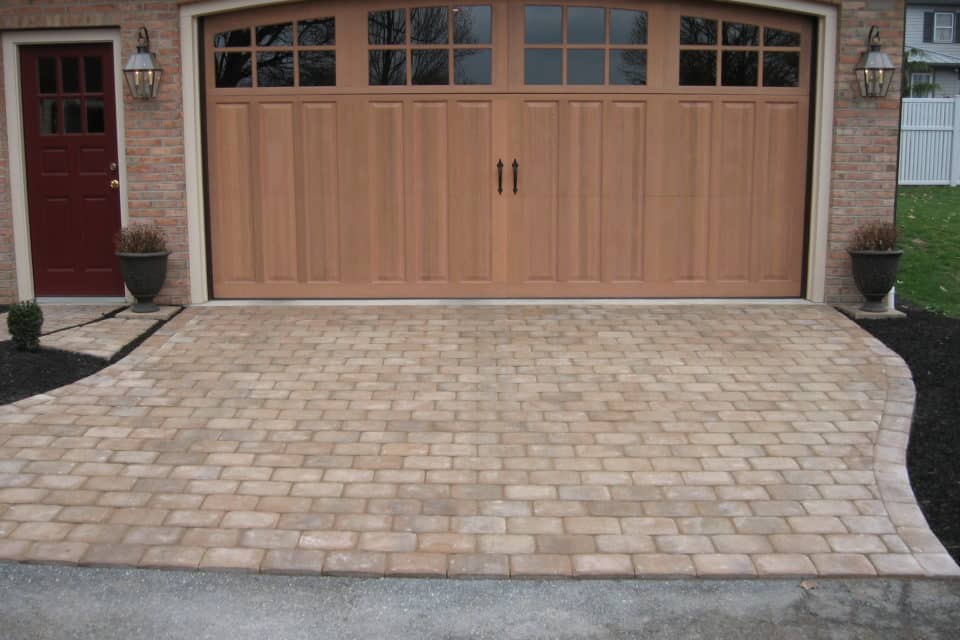 Stone brick driveway.