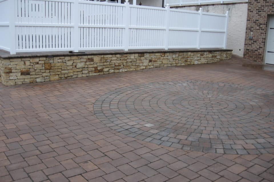 Stone brick driveway.